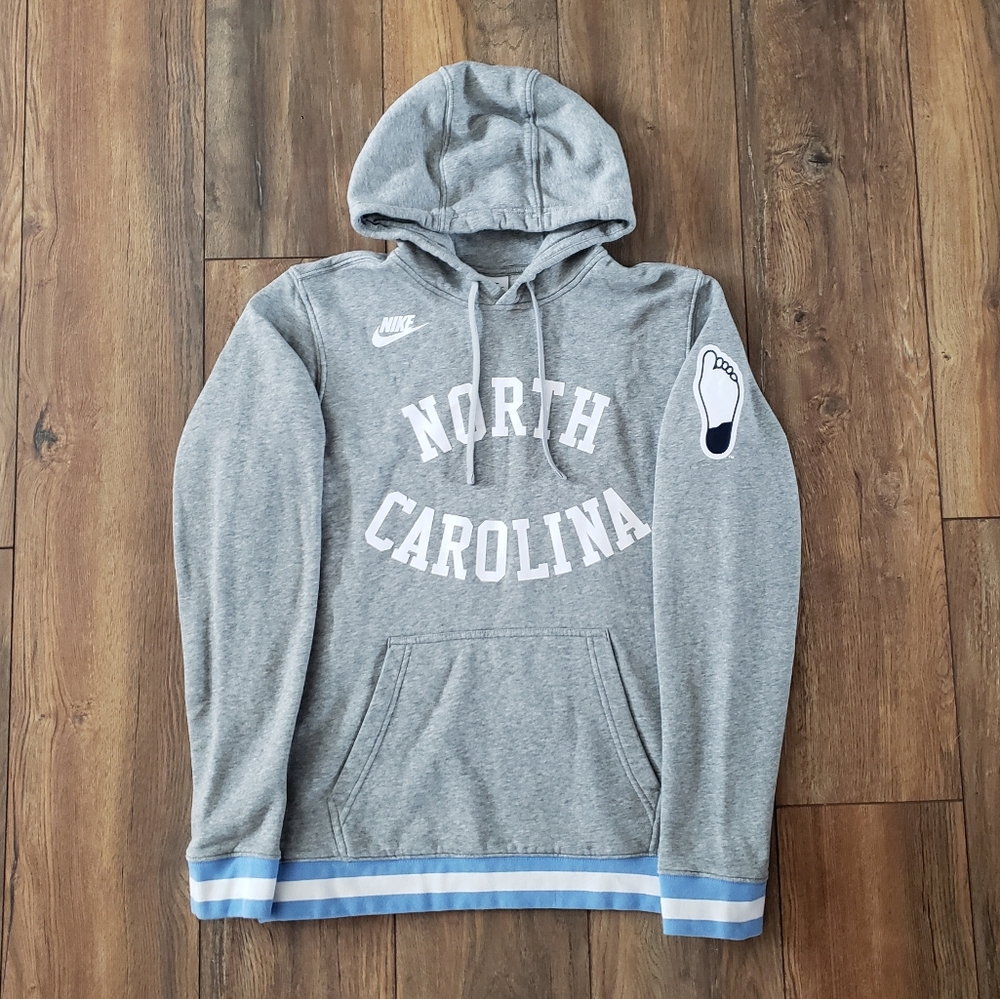 Nike Gray North Carolina Hoodie with Light Blue Trim